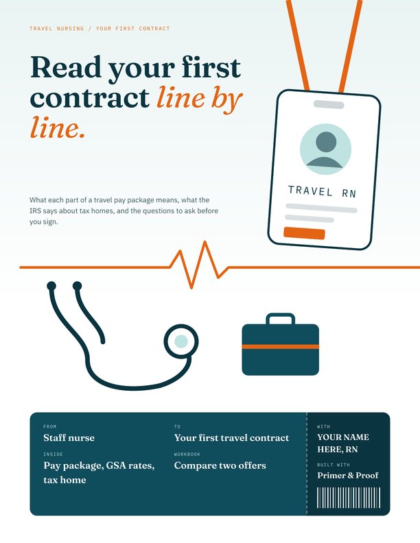 Cover of the first travel nurse contract guide sample